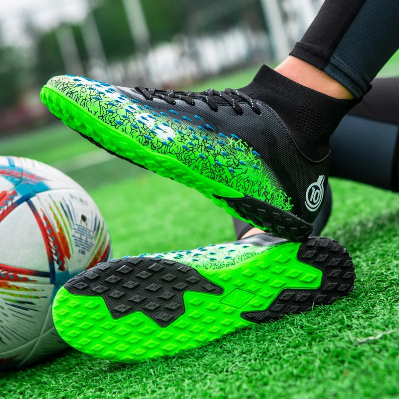 1 paire de chaussures de football pour hommes, résistantes à l'usure, antidérapantes, avec crampons longs et courts, idéales pour les matchs sur gazon extérieur, pour étudiants et adultes