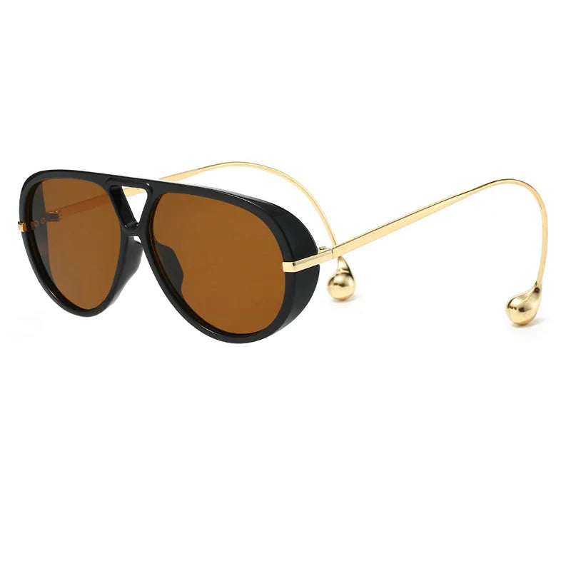Vintage Oversized Pilot Sunglasses Unisex Double Bridge UV400 Protection Fashionable Punk Style Female Shades Popular Eyewear