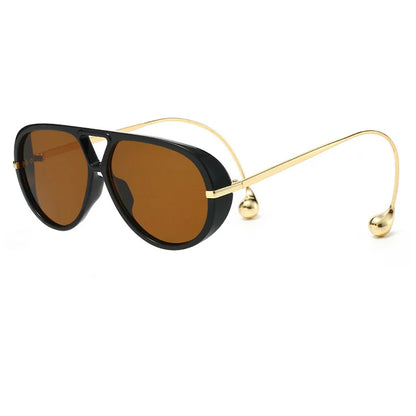 Vintage Oversized Pilot Sunglasses Unisex Double Bridge UV400 Protection Fashionable Punk Style Female Shades Popular Eyewear