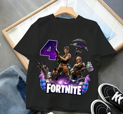 Fortnites dječje majice s brojem za rođendane za djevojčice i dječake, ljetna odjeća, pamučne majice za bebe, kratke majice za zabave, kratkih rukava, poklon za malu djecu