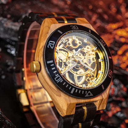BOBO BIRD Wood Mechanical Watch Men Relogio Masculino Big Mens Watches Top Brand Luxury Timepieces erkek kol saati Dropshipping