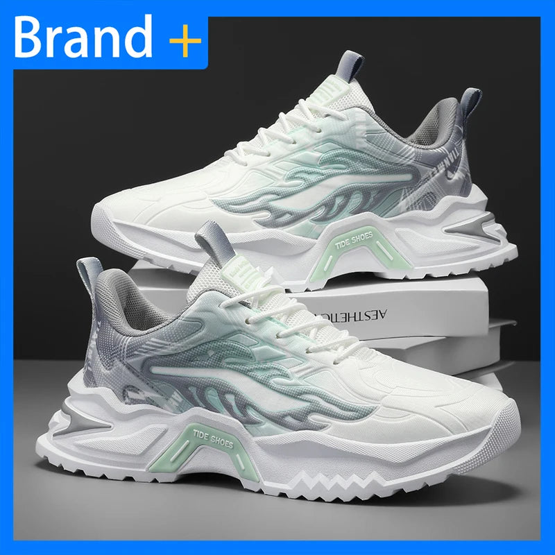 Zapatillas deportivas de hombre con cordones, versátiles, antideslizantes, de suela gruesa, cómodas e informales, para uso diario de adolescentes y running masculino
