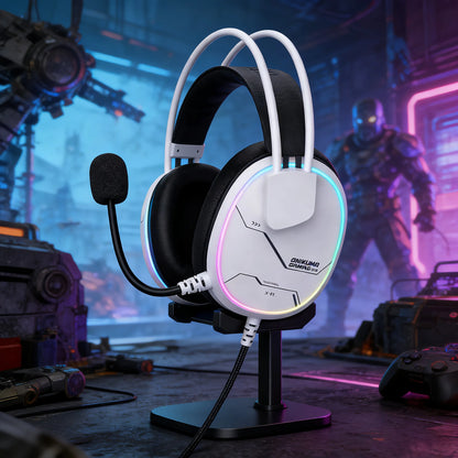ONIKUMA X91, casque de jeu filaire avec éclairage RGB, casque supra-auriculaire avec microphone flexible, prise audio 3,5 mm pour PC, PS4, ordinateur portable, idéal pour les joueurs.