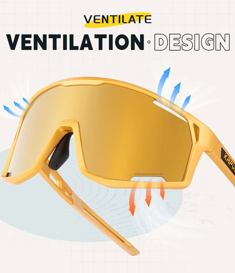 KAPVOE Pánské a dámské brýle na silniční kolo UV400, brýle pro horské sporty, outdoorové fotochromatické cyklistické sluneční brýle, brýle na kolo