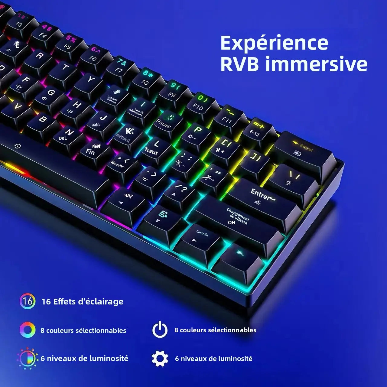 New Portable Compact 61 Keys 3-Mode Mechanical Keyboard RGB Backlit Brown Switch Wireless Bluetooth Gaming Office Keyboard