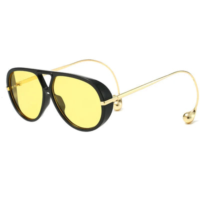 Vintage Oversized Pilot Sunglasses Unisex Double Bridge UV400 Protection Fashionable Punk Style Female Shades Popular Eyewear