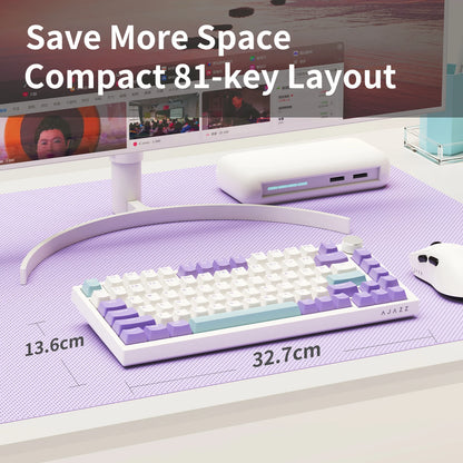 Teclado mecánico con cable AJAZZ AK820 75%: hot‑swappable, retroiluminación RGB/blanca/azul hielo, control con perilla de volumen | Para oficina y gaming