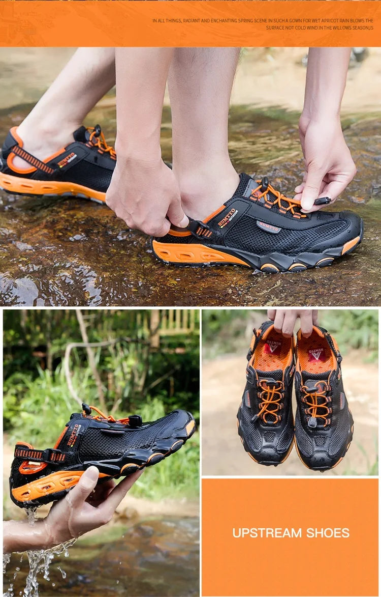 HUMTTO Summer Wading Hiking Shoes for Men Outdoor Men Sneakers Breathable Quick Drying Sports Trekking Beach Barefoot Men's Shoes
