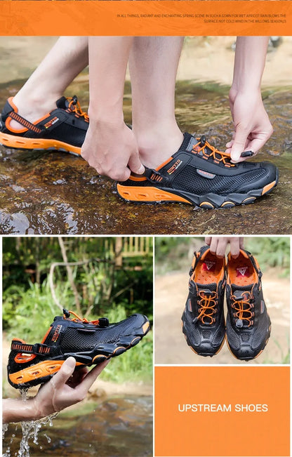 HUMTTO Summer Wading Hiking Shoes for Men Outdoor Men Sneakers Breathable Quick Drying Sports Trekking Beach Barefoot Men's Shoes