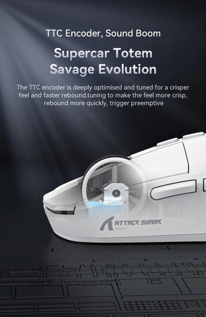 ATTACK SHARK X6 Tri-mode Gaming Mouse with Magnetic Charging Dock, PixArt PAW3395 Sensor, 26K DPI, 49g Ultralight, for PC/Mac