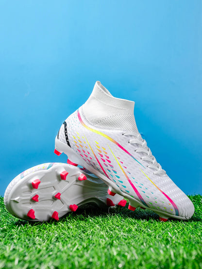 Chaussures de football pour adultes, adaptées à de multiples terrains, avec crampons AG FG, tissu en PU respirant, semelles antidérapantes en TPU, idéales pour l'entraînement et les petits tournois sur gazon.