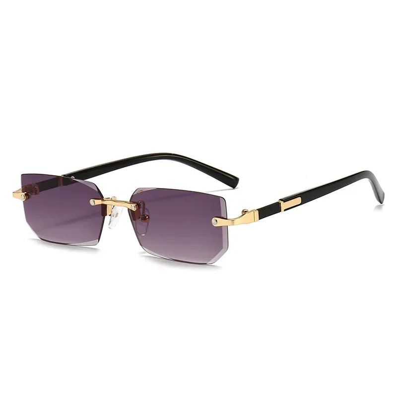 Rimless Sunglasses Rectangle Fashion Popular Women Men Shades Small Square Sun Glasses for Female Male Summer Traveling Oculos