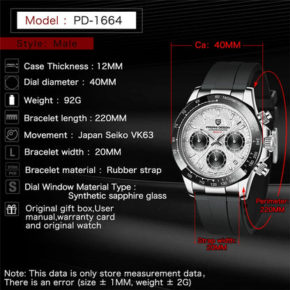 PAGANI DESIGN V2 40MM Quadrante meteorite Orologio da uomo al quarzo Cronografo retro in zaffiro Orologio impermeabile da uomo Reloj0 hombr