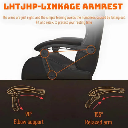 Sedia gaming Hestora in pelle PU, grande e alta, sedia ergonomica da computer con schienale alto, poggiapiedi e supporto lombare massaggiante per adulti