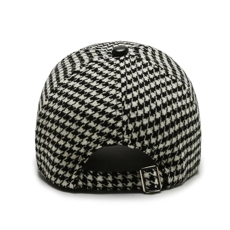 Fashions Check Baseball Cap for Women Winter Keep Warm Windproof Street Wild Trend Cap