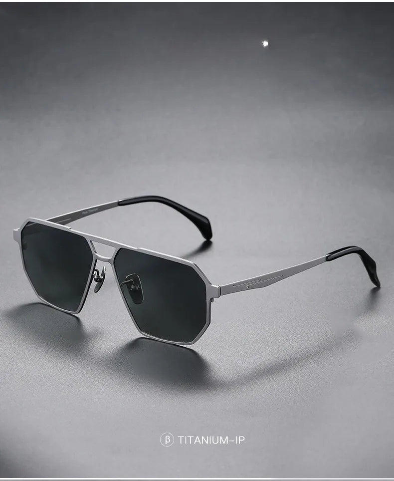 Pure Titanium Sunglasses Men Vintage Square Polarized Sun Glasses for men Women 2026 New Retro driving Mirrored UV400 Shades