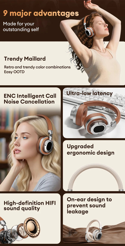 Lenovo LE602 Bluetooth 6.0 Over-Ear Headphones – HiFi Stereo ANC Wireless & Wired Gaming Headset with ENC HD Mic