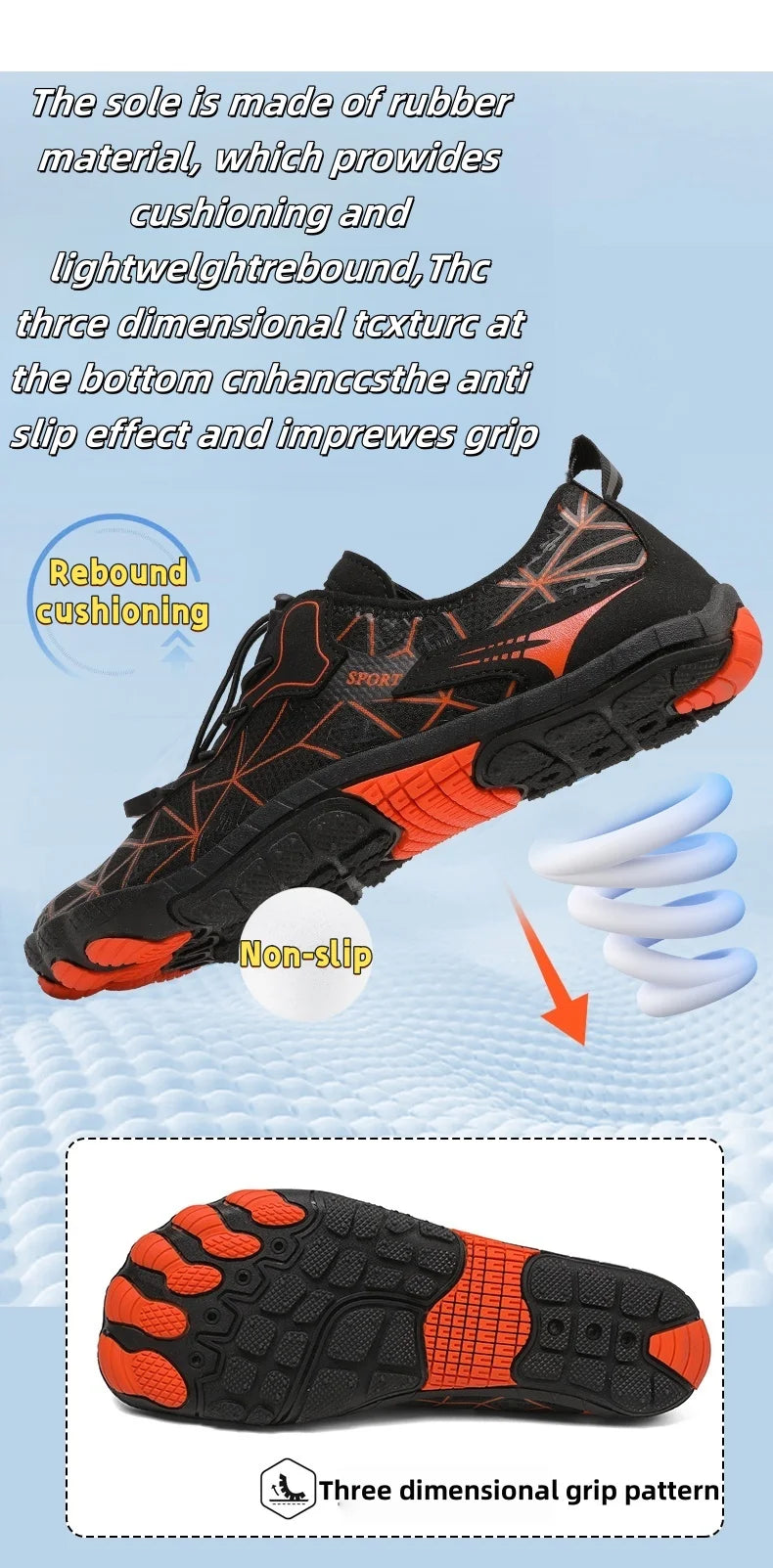 Barefoot Shoes,Quick-Drying Non-slip Outdoor Men's lightweight Wading Shoes,Suitable For Beaches,Hiking,Fitness,Sports Shoes36-4