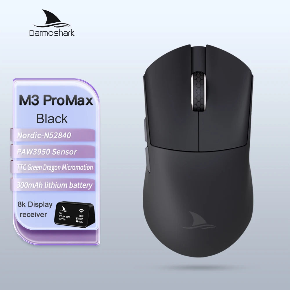 Darmoshark M3Pro -pelihiiri 2.4G BT Wireless Tri-Mode PAW3395 -sensorilla N52840 26000DPI, isokätinen makroajurihiiri pelaamiseen