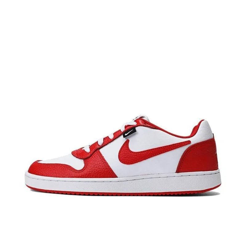 Nike EBERNON Synthetic Leather Low Premium Low Top, Board Shoes, Men's, White and Red AQ1774-101