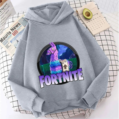Детски суитшърт с качулка FORTNITED с дълъг ръкав за момичета и момчета, streetwear стил, аниме мода, горнище за деца и бебета, подарък