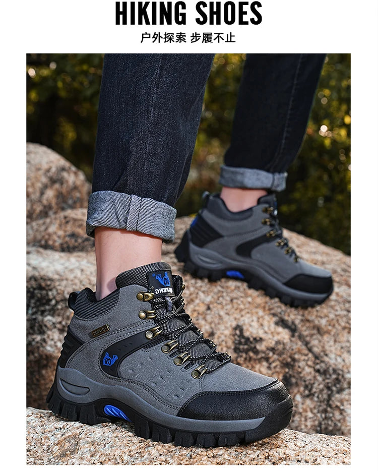 Outdoor Waterproof Hiking Boots Men's Women's Spring And Autumn Hiking Wear-resistant Mountain Sports Boots Hunting Sports Shoes