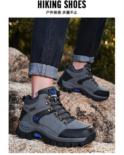 Outdoor Waterproof Hiking Boots Men's Women's Spring And Autumn Hiking Wear-resistant Mountain Sports Boots Hunting Sports Shoes