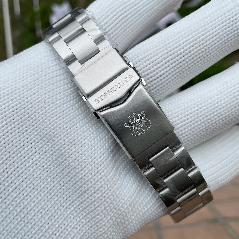 SD1970 Steeldive Brand Sunray Dial Milled Clasp Bracelet 44mm Case 200M Waterproof NH35 Turtle Men Dive Watch with Ceramic Bezel