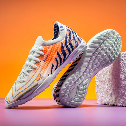 Chaussures de football TF pour hommes, tige en PU flexible, semelle en caoutchouc résistante à l'usure, crampons de football unisexes pour jouer sur terrain synthétique en extérieur