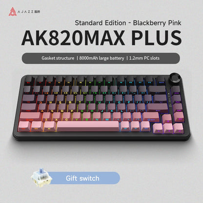 AJAZZ AK820 MAX PLUS Tri-mode TFT Screen Gaming Keyboard 8000mAH dual system hot swap FR4/PC Plate Volume Knob