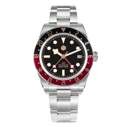 San Martin 39mm NH34 GMT Men Luxury Watch Bidirectional Aluminum Bezel Automatic Mechanical Sapphire 100M Waterproof  SN0109