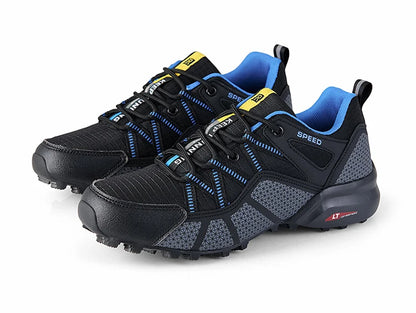 Męskie buty trekkingowe — terenowe buty sportowe outdoor, oddychająca siateczka, antypoślizgowe i odporne na zużycie, do wędrówek i jazdy na rowerze na zewnątrz