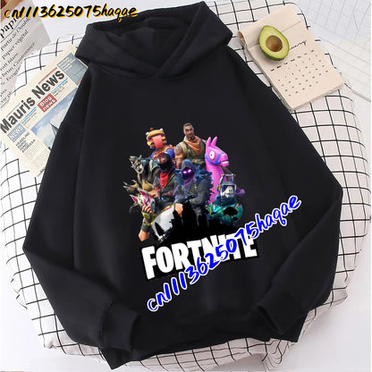 Детски суитшърт с качулка FORTNITED с дълъг ръкав за момичета и момчета, streetwear стил, аниме мода, горнище за деца и бебета, подарък