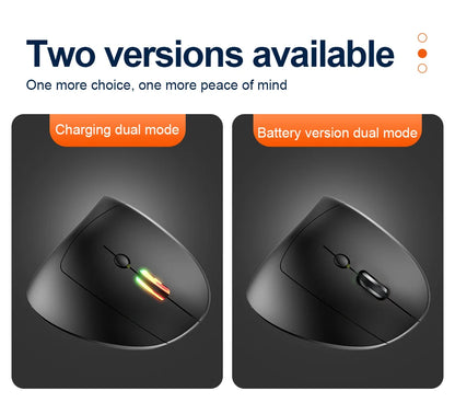 2.4G Bluetooth Wireless Vertical Mouse Rechargeable Ergonomic 1600DPI Adjustable Gaming Mouse 6Buttons for Laptop PC Computer