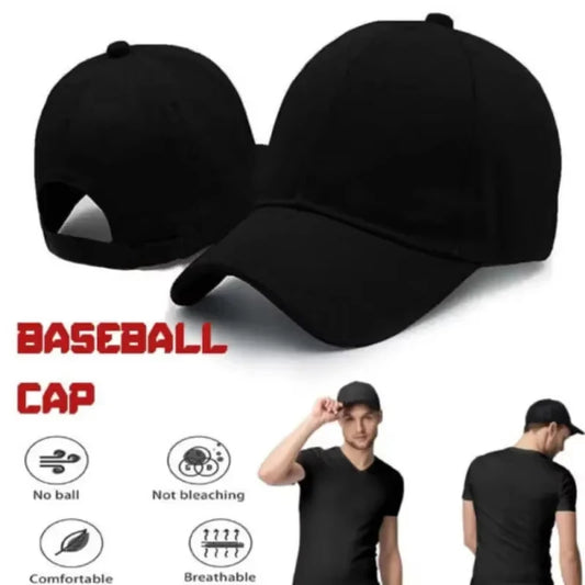 Black Baseball Cap for Men & Women - Adjustable Outdoors Sports Hat for Casual Summer Wear