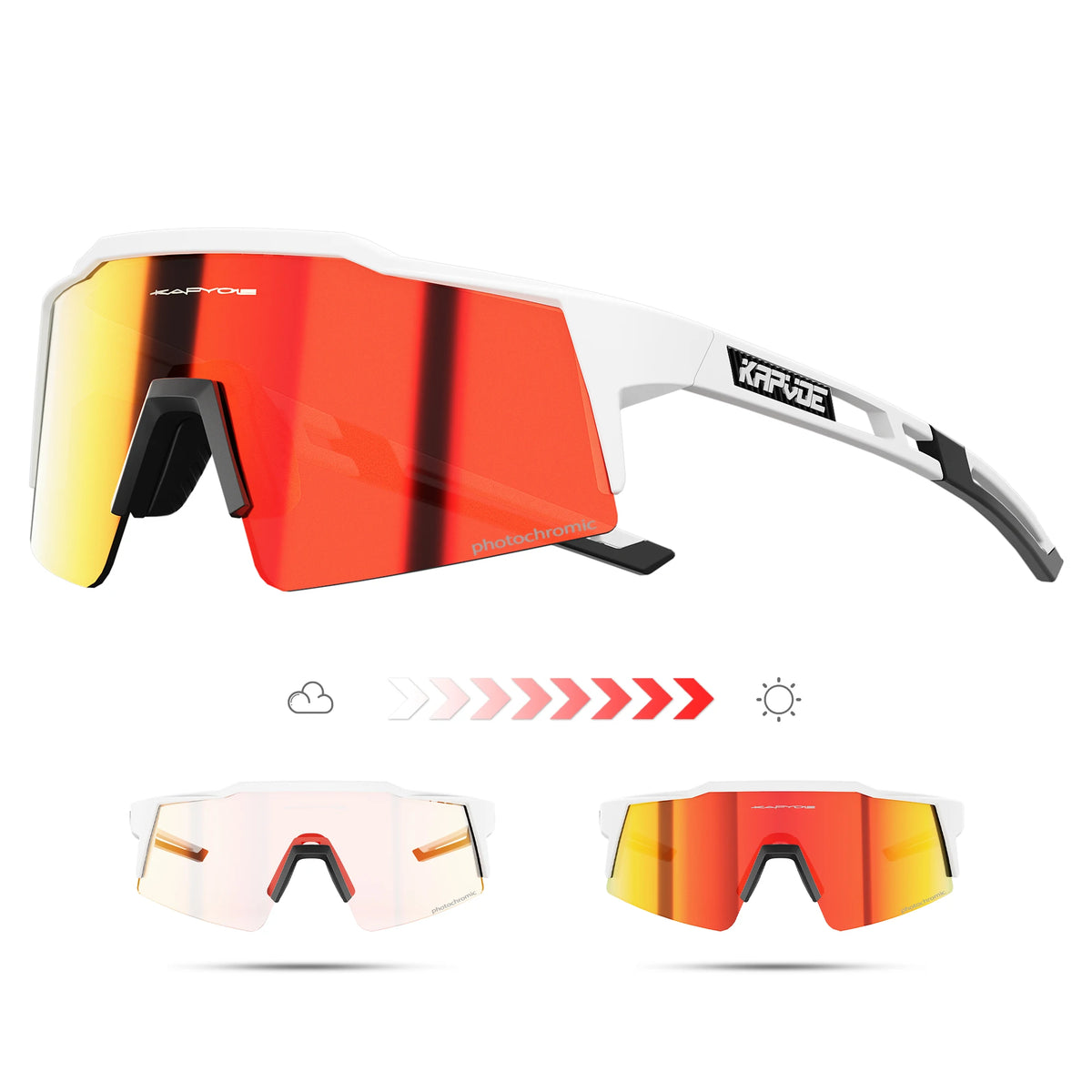 Kapvoe Fotochromowe okulary rowerowe dla mężczyzn Okulary modowe Rower górski Rower szosowy Okulary do jazdy na świeżym powietrzu Okulary sportowe MTB