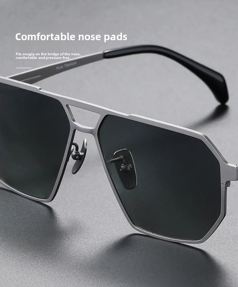 Pure Titanium Sunglasses Men Vintage Square Polarized Sun Glasses for men Women 2026 New Retro driving Mirrored UV400 Shades