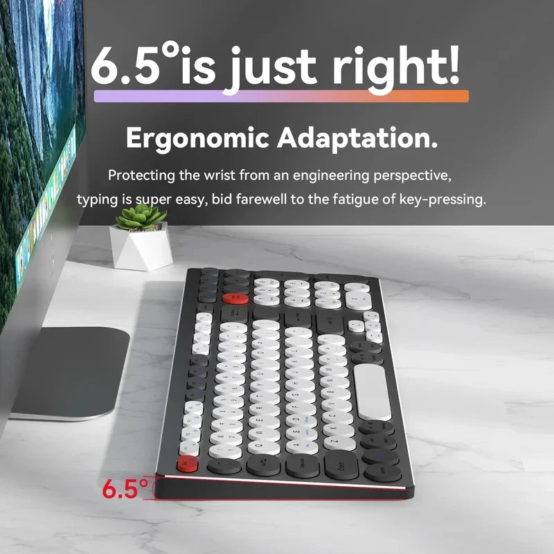 98-Key Ultra-Thin Silent Keyboard with Scissor-Switch, Tri-Mode BT/2.4G/Type-C Connectivity&Ergonomic Design For Typing