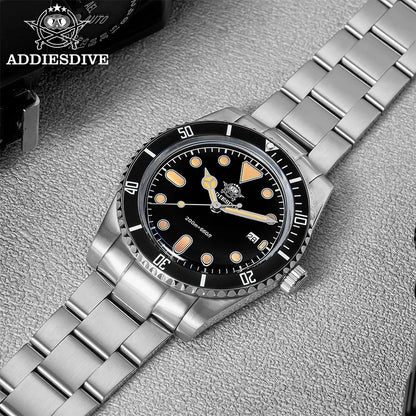 ADDIESDIVE Men's Gift Box Luxury Diver Watch Super Luminous Bubble Mirror Glass Quartz Watch 20Bar Ceramic Bezel Steel Watch