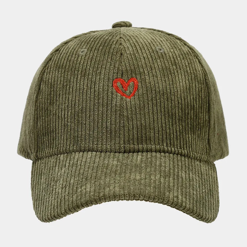 New Little Love Embroidered Corduroy Baseball Cap Spring and Autumn Women's Korean Fashion Simple Sun Hat Outdoor Casual Caps