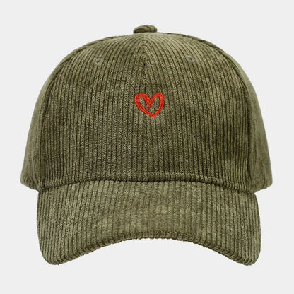 New Little Love Embroidered Corduroy Baseball Cap Spring and Autumn Women's Korean Fashion Simple Sun Hat Outdoor Casual Caps