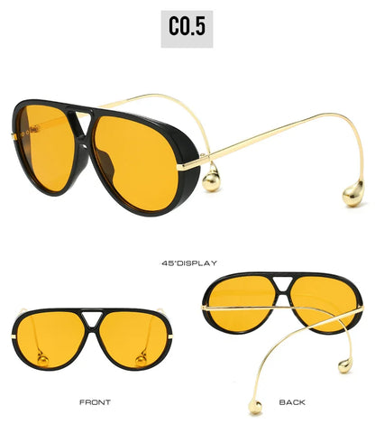 Vintage Oversized Pilot Sunglasses Unisex Double Bridge UV400 Protection Fashionable Punk Style Female Shades Popular Eyewear