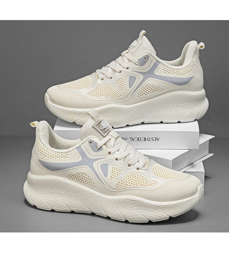 Fashion Platform Men's Running Shoes Trendy Casual Knit Breathable Orange Sneakers Men Outdoor Sports Non-Slip Jogging Shoes Men