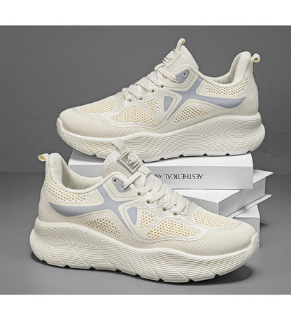 Fashion Platform Men's Running Shoes Trendy Casual Knit Breathable Orange Sneakers Men Outdoor Sports Non-Slip Jogging Shoes Men