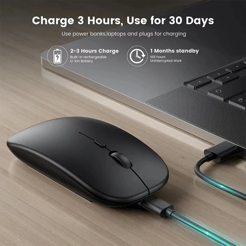 Rechargeable Wireless Mouse Bluetooth 2.4GHz Dual Modes Ergonomics DPI Readjustable Silence USB Portable Mouse for PC Laptop
