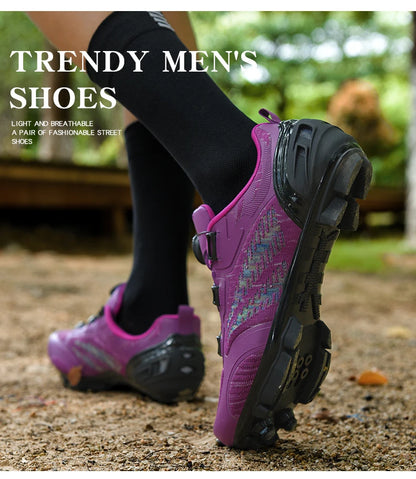 Mtb Cycling Shoes Men Women T03 Purple Breathable Speed Self-Locking Road Cycling Sports Shoes Outdoor Racing Training Sneakers