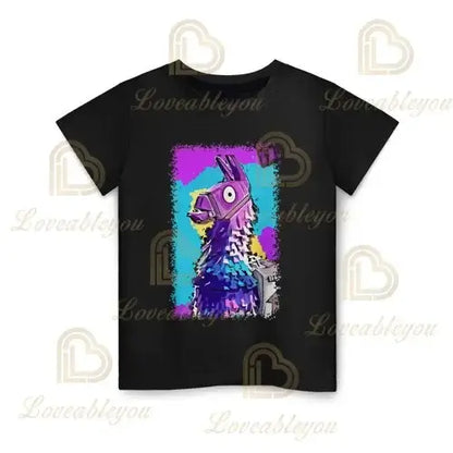 Camiseta infantil de verano Cartoon Fortnite con estampado 3D, para niños y niñas, streetwear para adultos y niños, camiseta divertida de cuello redondo