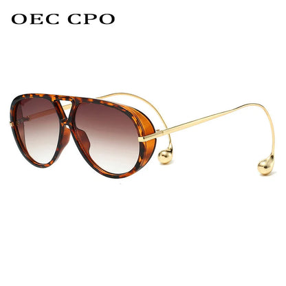 Vintage Oversized Pilot Sunglasses Unisex Double Bridge UV400 Protection Fashionable Punk Style Female Shades Popular Eyewear