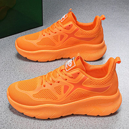 Fashion Platform Men's Running Shoes Trendy Casual Knit Breathable Orange Sneakers Men Outdoor Sports Non-Slip Jogging Shoes Men
