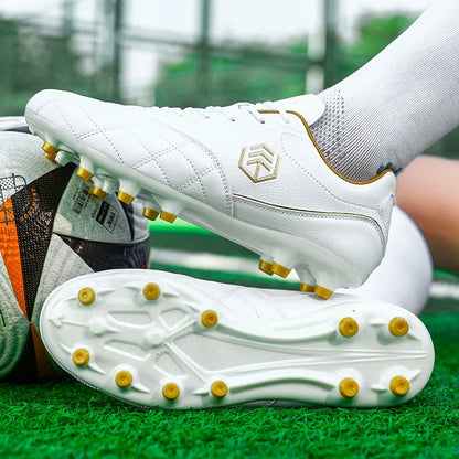 Men Long Spike Football Soccer Boots Outdoor Male Gym Training Sneakers Big Size Black White for Teenager Sports